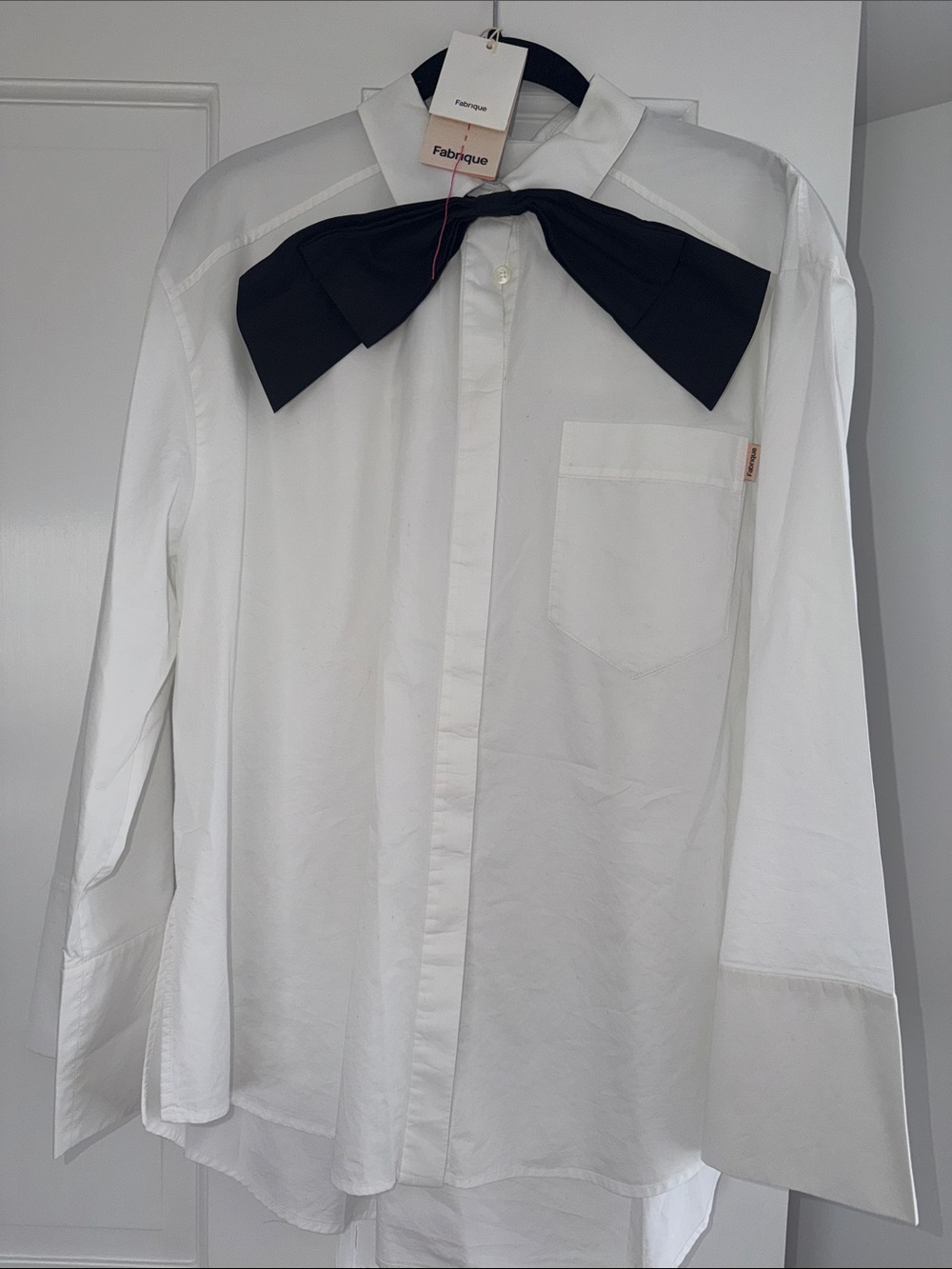Fabrique oversized White Blouse with removable Black Bow